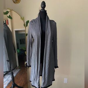 Eileen fisher tencel light cardigan open front women’s grey dark charcoal small